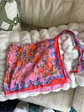 FARM Rio Pink Floral Swim Coverup with Orange & Blue Accents